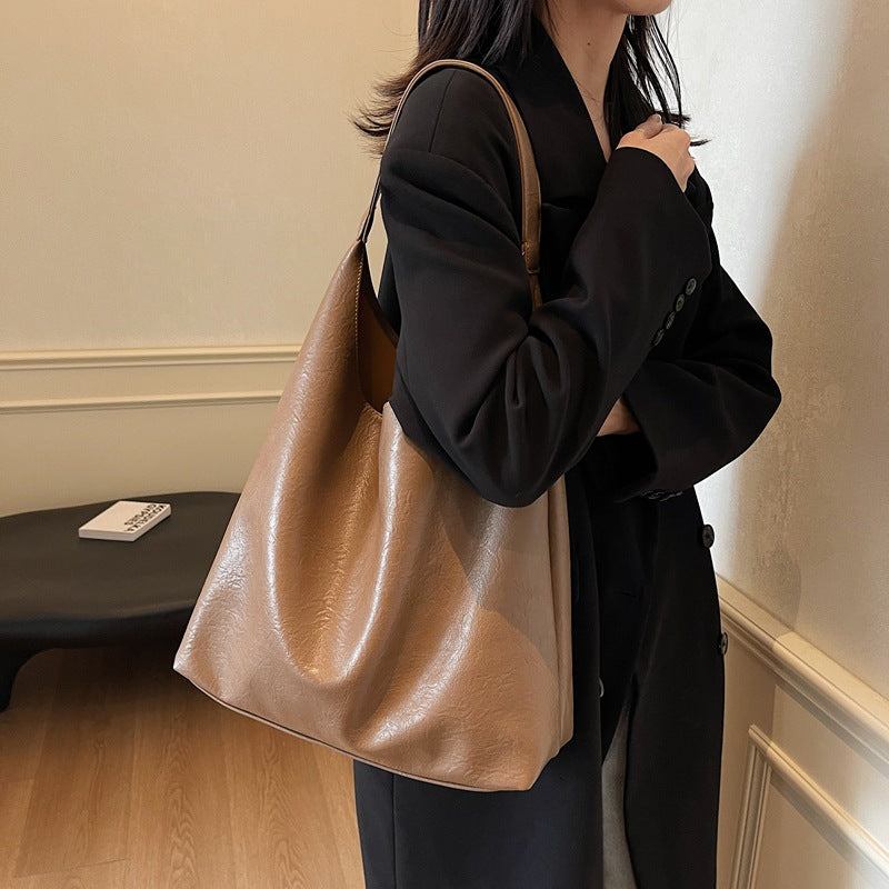 New Korean version, armpit bag, shoulder large-capacity bag, women's commute to work, retro Maillard French tote bag