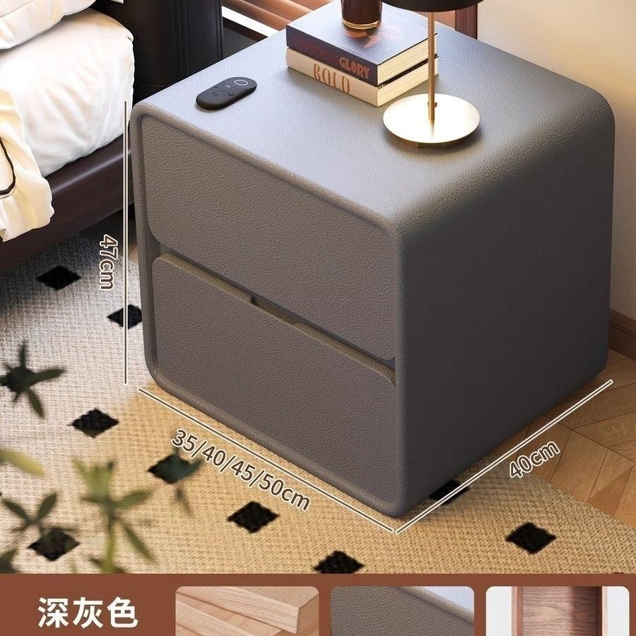 Langyu jia accessible luxury modern casual storage for home bedside cabinet bedroom narrow small ultra small leather leather solid wood