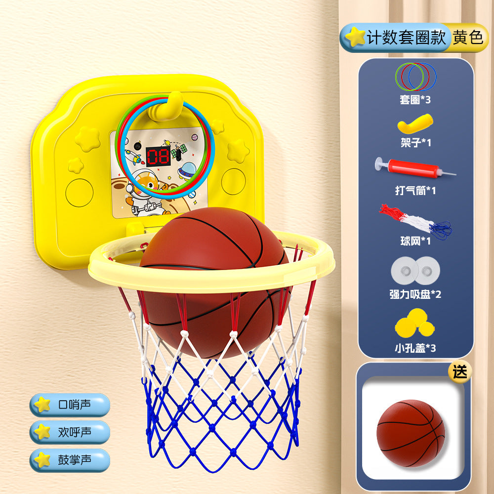 Kids' hanging basketball hoop - indoor/outdoor, no drilling required, foldable, with scoring system and rings - perfect for kindergarten basketball games and toys