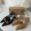 Za women's shoes 2024 summer new pointed toe stiletto heel pumps open back metal strap fashion women's shoes
