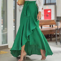 women's plaid mermaid skirt rufflesasymmetrical hemhigh waistcasual umbrella wrap long skirt