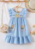 cross-border e-commerce girls' dress with lotus leaf sleeves, embroidered lace, and small pockets - perfect for beach vacations - dropshipping available