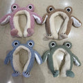 Trendy frog ear muffs with moving ears - kids' cartoon plush warm ear covers for outdoor use