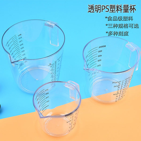 Plastic measuring cup Baking tool DIY household with graduated transparent PS measuring cup 1000ml large, medium and small flour
