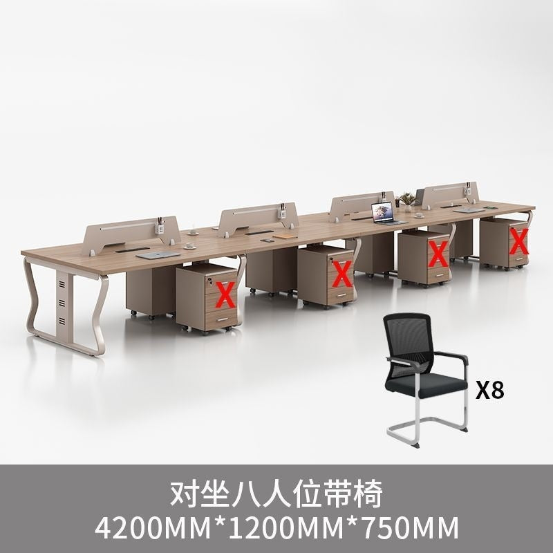 Computer desk and chair set - modern minimalist conference table for meetings, partitioned multi-person office desk for employees