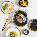 New arrival high-end gold-plated edge western steak plate matte ceramic bowl plate set combination large hat bowl wholesale