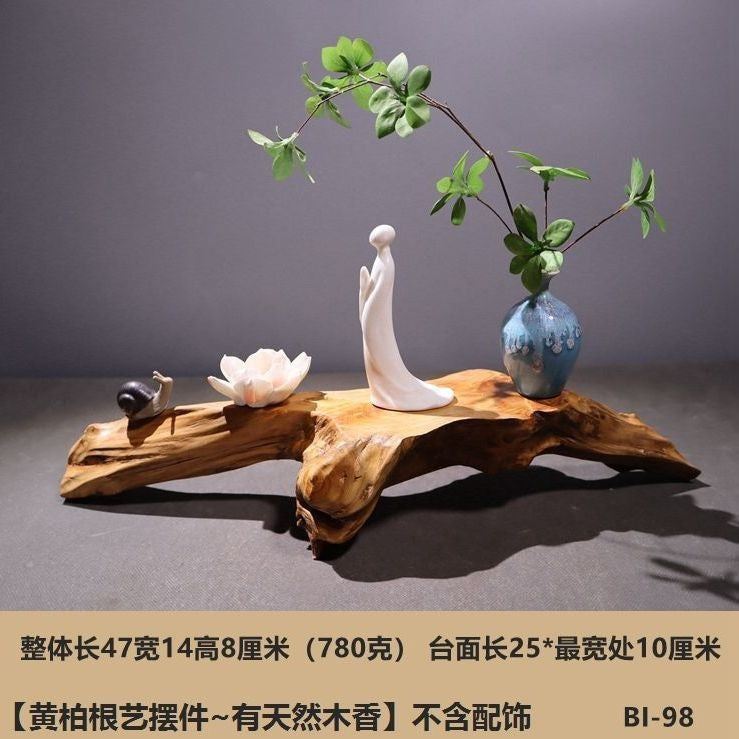 Weathered dead wood ornaments 2 thuja root carving bonsai bottom base tea ceremony tea room tea table dry tea table