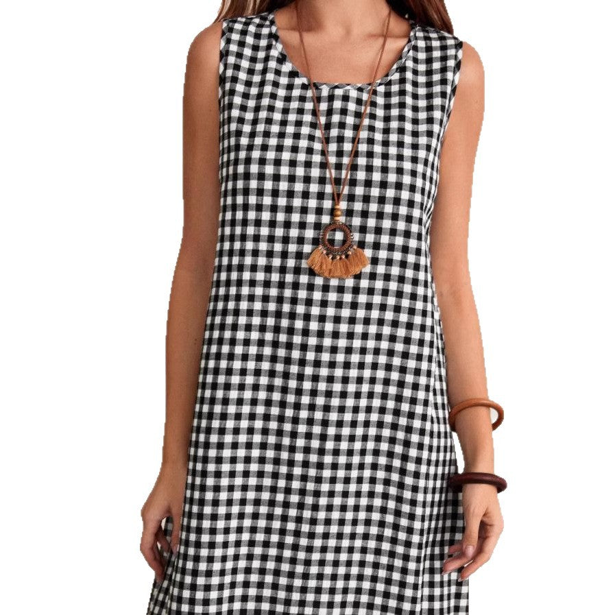 European and american cross-border  summer new sleeveless casual designer a-line maxi dress for women