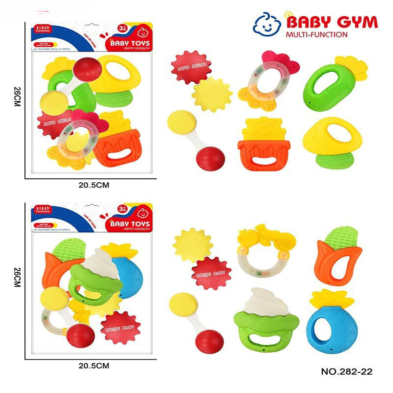 Cross-border export babies 0-12 months can be boiled baby bite glue toothpaste set newborn hand claw rattle bed bell