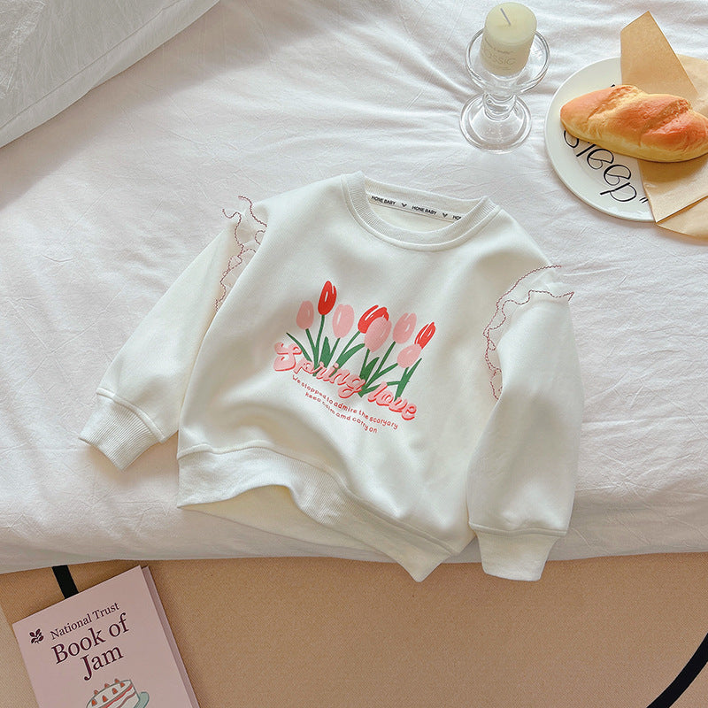 【sweatshirt collection】girls' sweatshirt - new spring/autumn cartoon long sleeve fashionable and stylish casual top for little girls