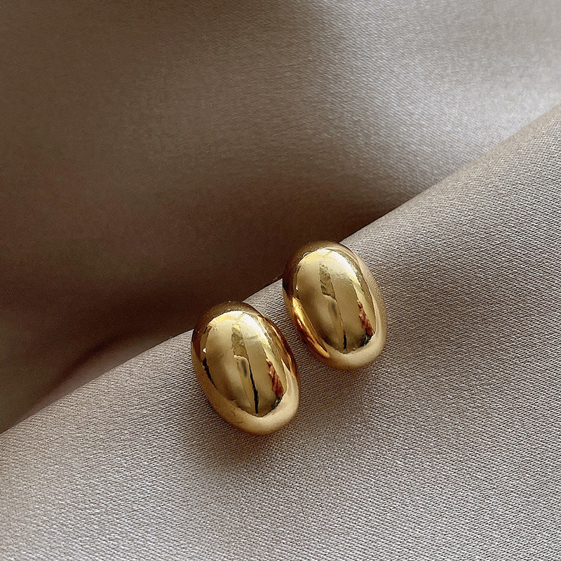 925 silver needle hong kong style retro metal earrings for women classy geometric plain hoop earrings easiest for match exaggerated work clothing earrings