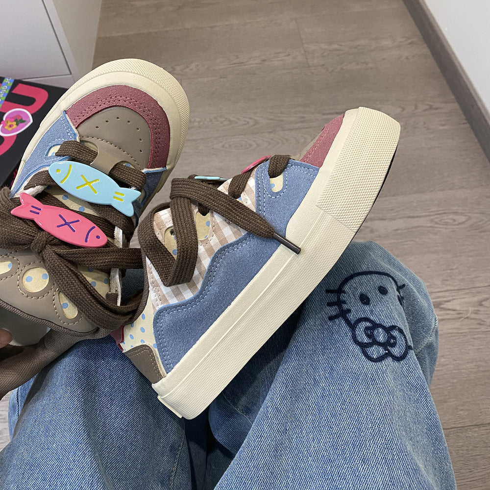 Campus style casual sneakers for women 2026 spring easiest for matchchic shoes thick solewhite shoesretro student skateboard shoes