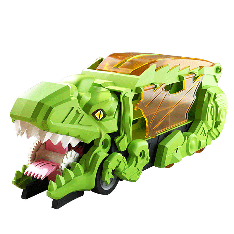 New dinosaur swallowing car attack Tyrannosaurus rex swallowing deformation toy puzzle children can store inertia scooter