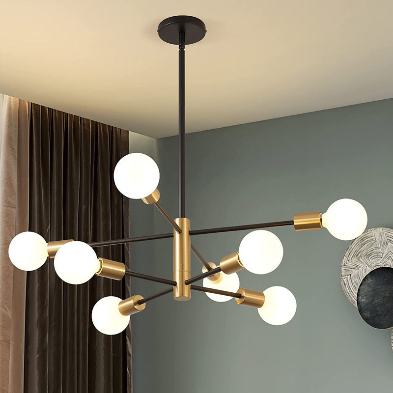 Nordic molecular ceiling lamp modern casual black gold spider lamp living room bedroom creative iron multi-head popular restaurant