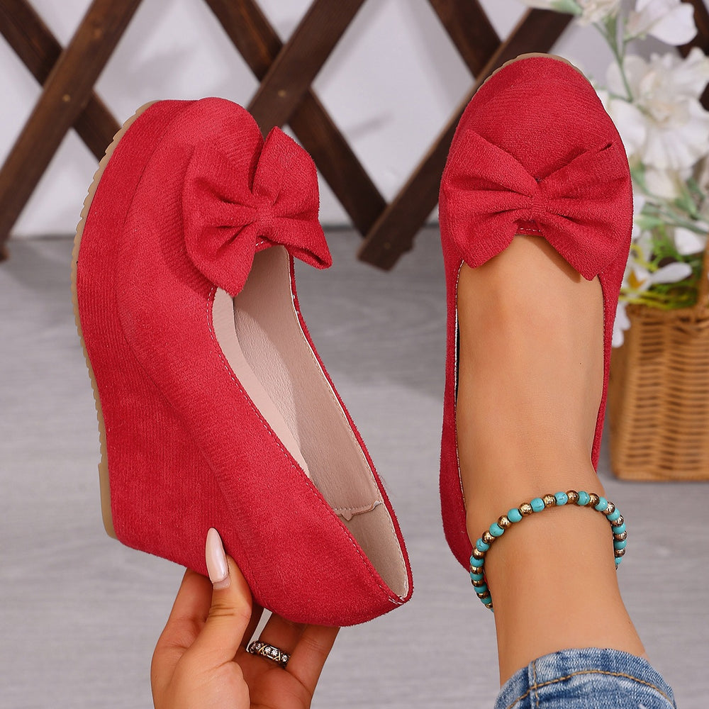 export plus size spring/autumn round toe suede fashion flats women's spring/autumn new waterproof platform wedge heel chunky sole flats