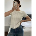 code new arrival  original women's pure color round neck short-sleeved casual style t-shirt texture