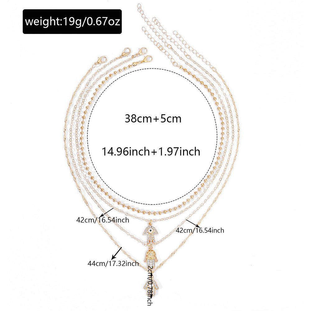 European and american cross-border devil's eye necklace exaggerated high-end sense of layering mysterious diamond-encrusted eyes palm clavicle chain accessories