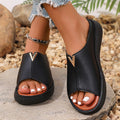 Women's slippers 2025 summer new fish mouth outwear wedge metal v-shaped decorative buckle platform shoesthick sole sandals
