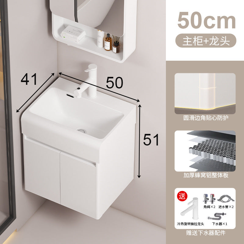 Small apartment circular arc bathroom cabinet deepened wash basin space honeycomb aluminum washbasin cabinet combined toilet washbasin