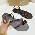 Za women's flat fairy style thin strap sandals 2025 new summer one-strap buckle clip-toe roman sandals