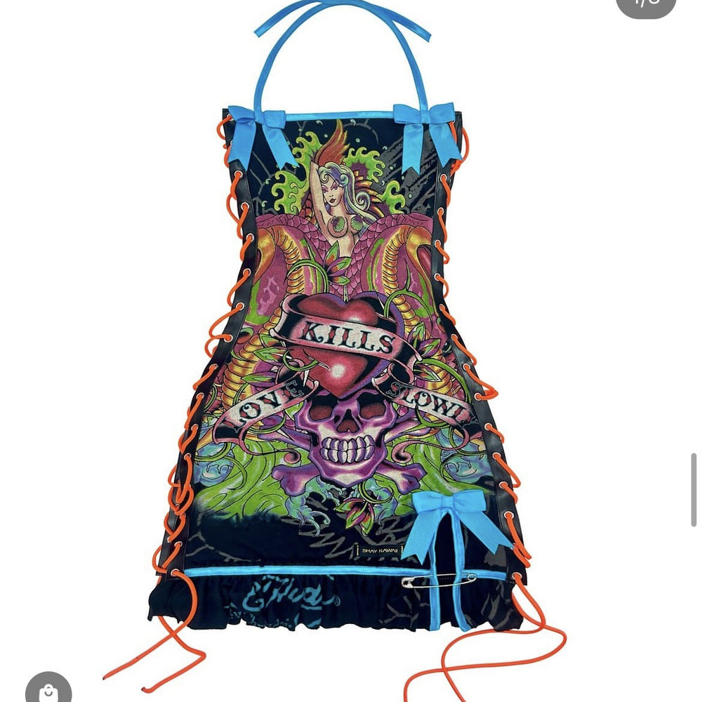fashion cross-border retro halloween skull positioning printed oil painting drawstring tube top suspender dress