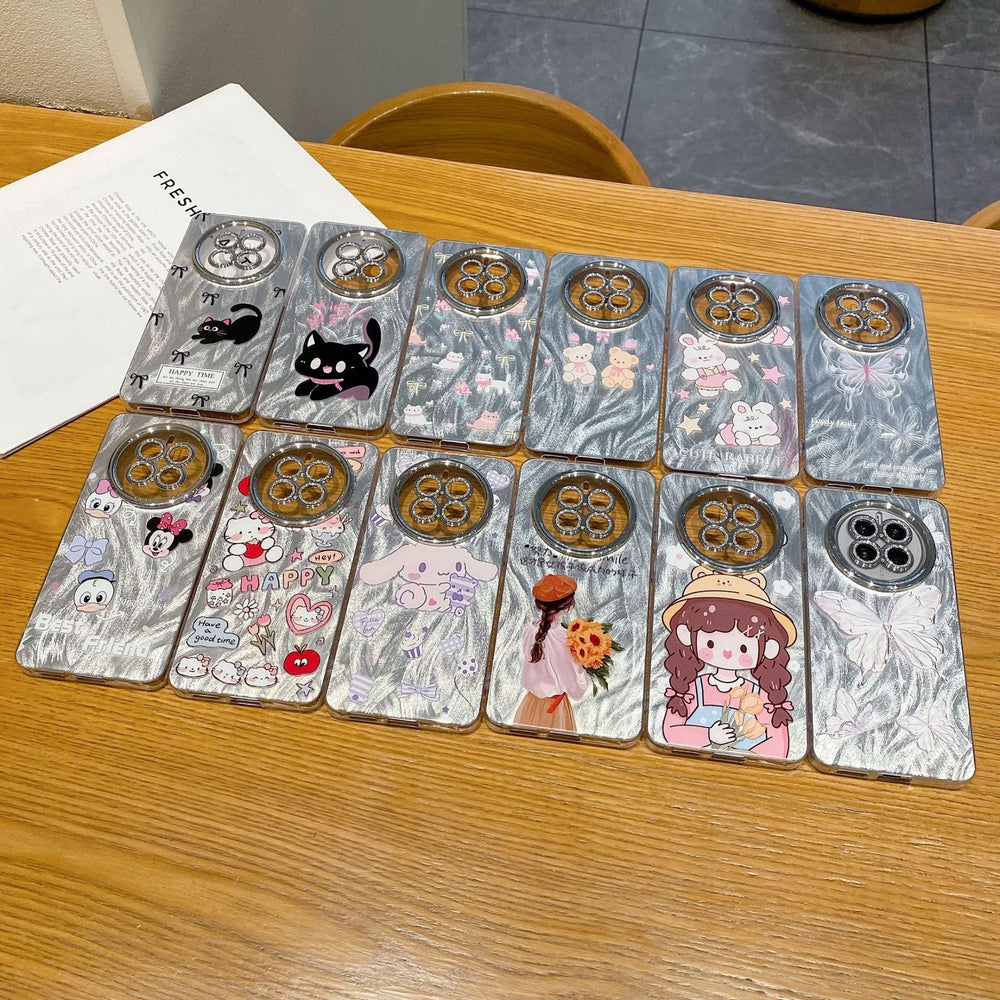 Fine hole feather yarn suitable for huawei honor 300 cartoon mobile phone case p70/nova8 all-inclusive lens film protective cover
