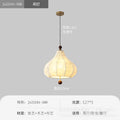 Medieval style gourd printing fabric small chandelier log beads retro single head chandelier restaurant bar bedroom bedside