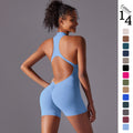 New arrival cross-border pure color high-strength nude tight sports beautiful back jumpsuit yoga wear tight running fitness wear