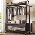 Freestanding coat rack for home bedroom, portable clothes hanger, dustproof storage metal drying rack