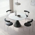 French-style negotiation table, rock slab round dining table, pure white modern minimalist round table, small apartment home dining table and chair set