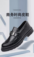 Genuine leather shoes for men autum breathable business formal wear british style loafers slip-on black casual shoes