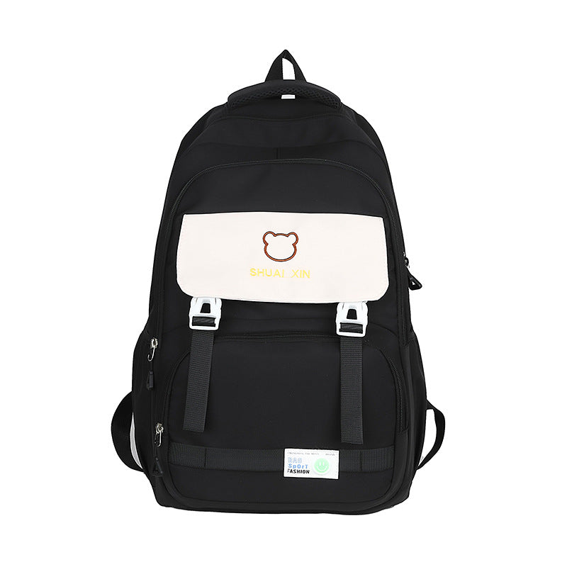Small fresh new contrasting color female Korean version backpack casual large capacity primary and secondary school student schoolbag simple travel backpack