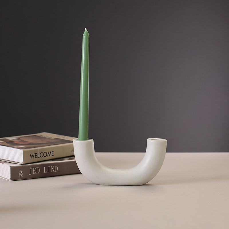 Nordic ins simple creative candle holder candle light dinner ceramic candle holder geometric candle holder decorative props office