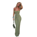 autumn new arrivals: european & american style women's sleeveless maxi dress - solid color, slim fit, ruched bodycon with tie detail
