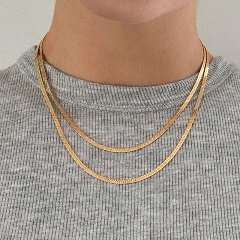 Wholesale alloy pendants: european and american cross-border personalized square necklaces for women - unique, irregular, multi-layered snake chain necklaces