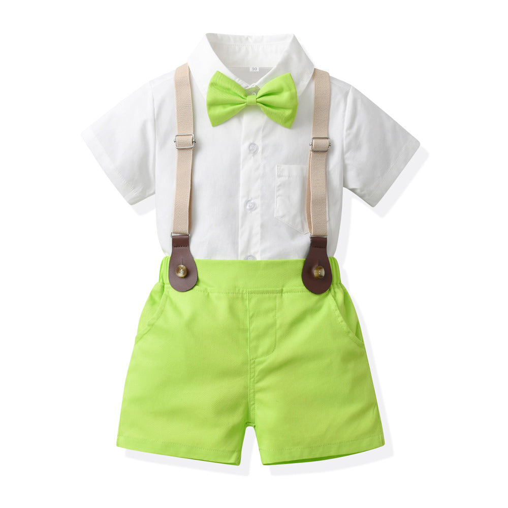 boyssuitk-stylenew arrivalwhite shirtkids handsome fashionable spring and summer baby style trendy birthday children's clothing