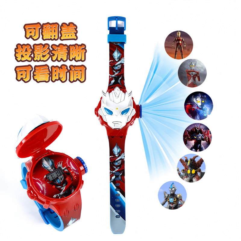 Ultraman kids' toys cartoon hero light-up projector zero tiga geed electronic watch student gift