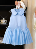 Girls' sleeveless dress with round neck and bow detail (toddler/kids)