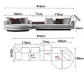 Italian minimalist living room sofa combination villa furniture classy large flat layeraccessible luxury fabric corner sofa suit