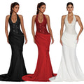 C7642 cross-border   fashion women's elegant sexy halter backless evening dress
