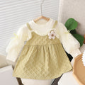 Girls' korean style dress  new fashionable toddler girl bubble sleeve princess dress spring and autumn long sleeve dress