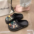 Soft bottom, feeling like stepping on shit, ins cute cartoon clogs for women, summer outwear 2024new arrivalthick solenon-slip beach