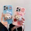 Leather pattern suitable for apple 16pro plush duffy bear mobile phone case iphone13/11 anti-fall soft case protective cover