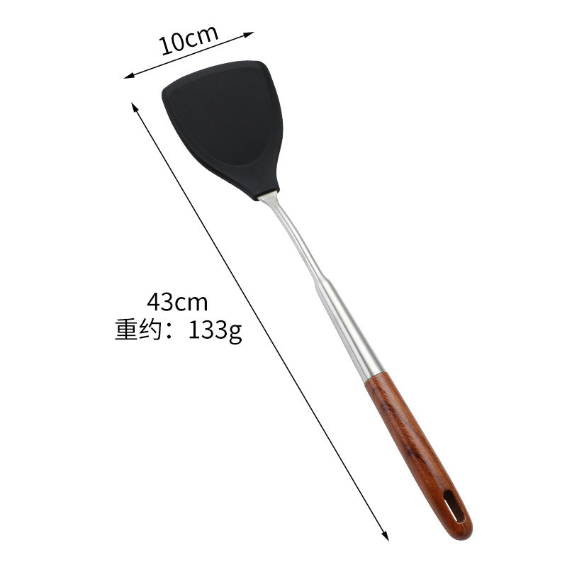 Dao Qi 304 Stainless Steel Kitchenware Kitchen Cooking High Temperature Resistant Silicone Kitchenware Household Insulation Wood Handle Kitchenware