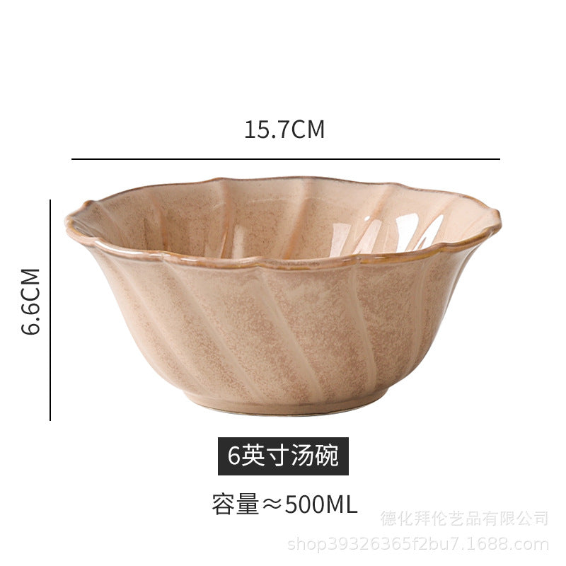 Creative retro western tableware suit restaurant for home italian stylish style grids kiln bowl plates ceramic wholesale