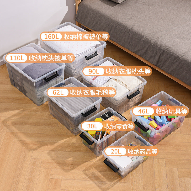 Plastic storage box, quilt storage box, toy sorting box, portable transparent books, clothes sorting storage box