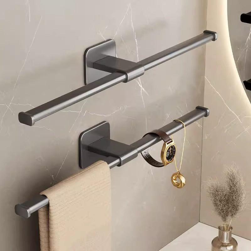 Gun gray towel rack bathroom punch-free storage rack bathroom wall-mounted bilateral single pole simple towel rack normcore