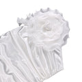 New arrivalsexy sloping shoulder whitedress classy satin stereo flower silm hip skirtsexy dress