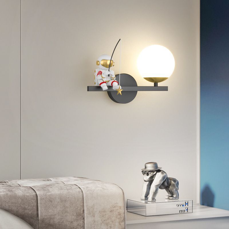 Wall lamp bedroom bedside wall lamp creative casual modern kids room moon astronaut living room popular wall lamp