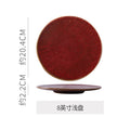 Kiln-turned japanese retro ceramic plate restaurant hotel classystylish western food plate steak plate ceramic shallow round plate
